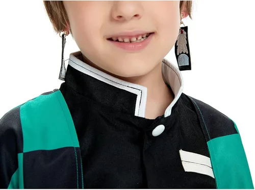 Vista 6 de Kamado Tanjirou - Disfraz de cosplay para niños kimono uniforme de anime con aretes
