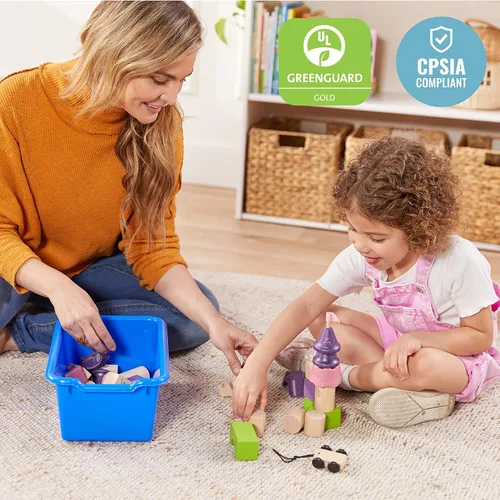 Vista 7 de ECR4Kids - Cajas de almacenamiento con frente de cuchara, multiusos, azul, 25 piezas