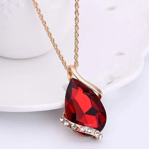 Vista 2 de Ezing Colgante de cristal de las mujeres chapado en oro collar de cadena pendiente conjunto de joyería