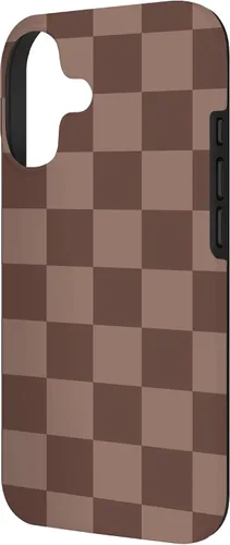 Vista 2 de Marrón clásico a cuadros, patrón de tablero de ajedrez moda caso para iPhone 17