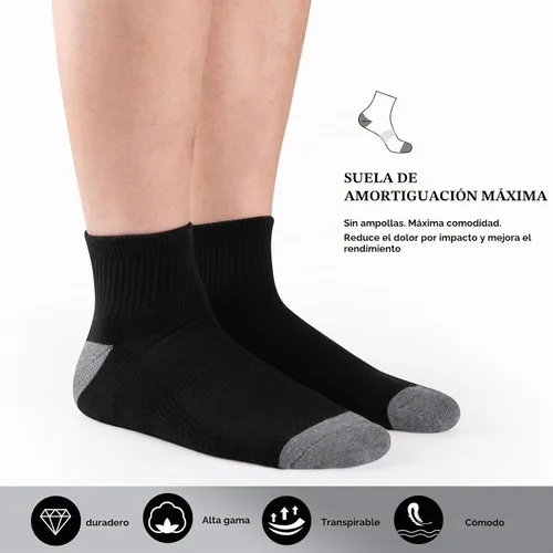 Vista 5 de COOVAN 12 pares de calcetines tobilleros acolchados para hombre, paquete de 12 unidades, de corte bajo, cómodos, transpirables, calcetines casuales