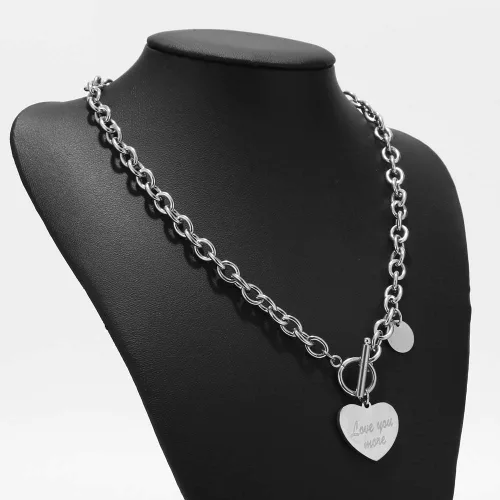 Vista 6 de Collar de corazón y pulsera de corazón para mujer, conjunto de joyería de cadena de palanca