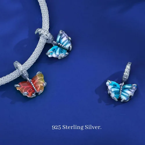 Vista 3 de Annmors Silver Charms for Bracelets 925 Sterling Dragonfly Family Heart Love Dangle for Women Bracelet & Necklace Pendant