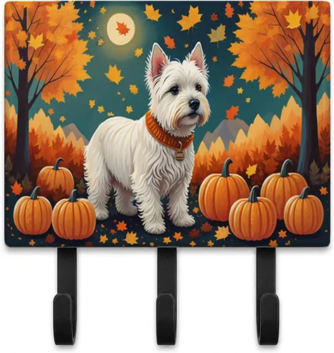 Vista 33 de Affenpinscher - Correa de otoño o llavero Affenpinscher Fall artwork on ceramic tile with three steel hooks for keys, leashes, towels