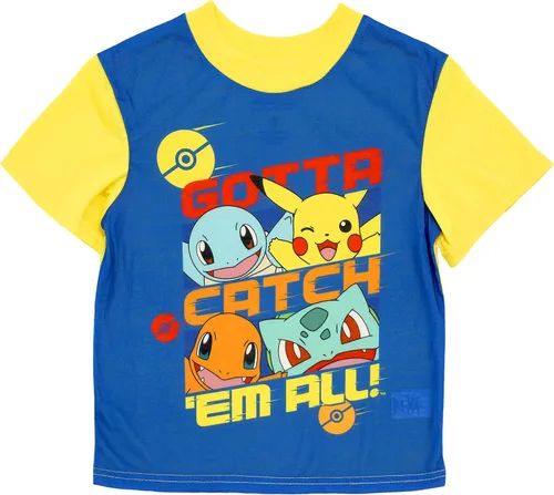 Vista 3 de Pokemon Conjunto de pijama de 3 piezas con estampado de personajes para niños pequeñosgrandes