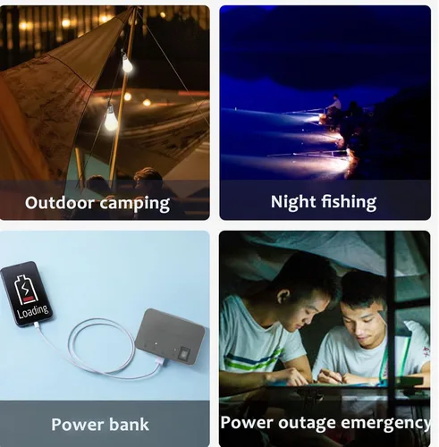Vista 7 de Sistema de iluminación solar para el hogar de 6Ah con kit de panel solar de 3W 5V, 2 bombillas LED - Luz portátil para exteriores, camping, viajes