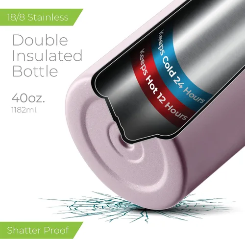Vista 68 de SIPX™ Botella de Agua Aislada de 18 oz con 3 Tapas – Acero Inoxidable a Prueba de Fugas, Triple Aislamiento – Frío 24 Horas/Caliente 12 Horas – Negro