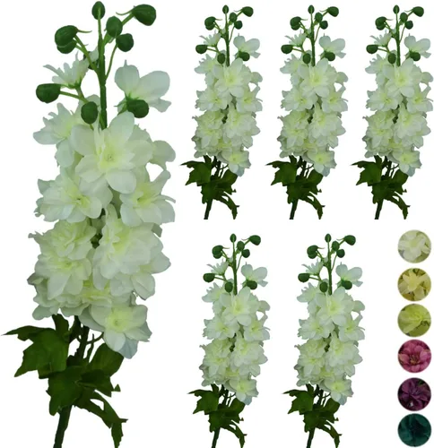 Vista 13 de 6 tallos de 31" Delphinium Ajacis flores artificiales de seda (azul)
