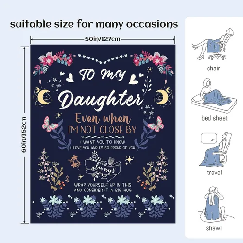 Vista 3 de BeneCharm Regalos para hija de mamá papá en Navidad, manta antibolitas para hija adulta, regalo de cumpleaños, 50 x 60 pulgadas