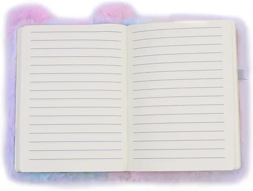 Vista 6 de BOLLEY JOSS Lovely Animal Notebook Kids Plush Diary for Girls Women Teens Cute Cat Fuzzy Journal Writing Pad A6 Ruled 160 Pages