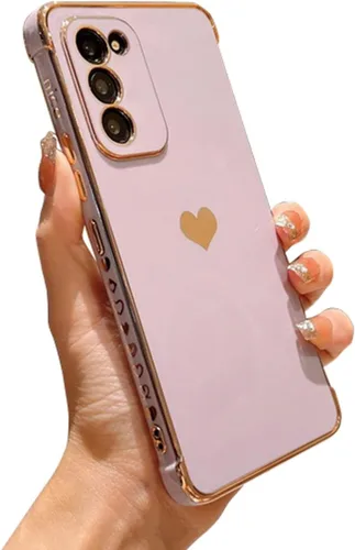 Vista 222 de phylla Funda de teléfono compatible con Samsung Galaxy A12 de 6.5 pulgadas, lindo corazón chapado en oro, elegante funda de lujo para mujer