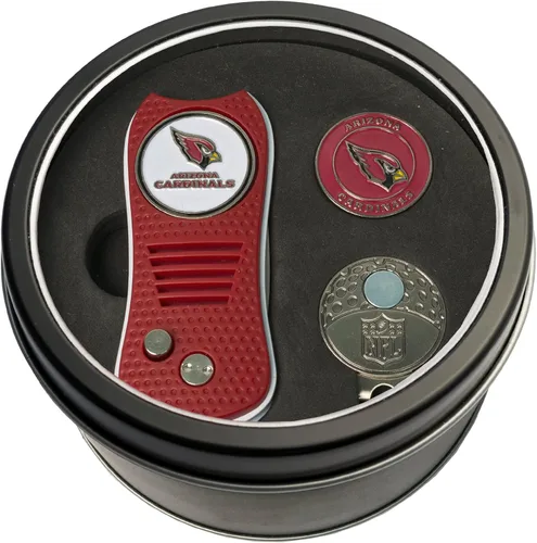 Vista 2 de Team Golf Set de regalo NFL Herramienta de divot de hoja conmutadora, clip de tapa y 2 marcadores de bola de esmalte de doble cara, diseño Multi