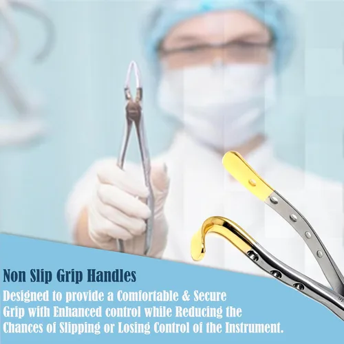 Vista 3 de Pinzas universales de extracción dental alemana, para extraer molares inferiores del hueso alveolar, mandíbulas dentadas, hechas de acero inoxidable