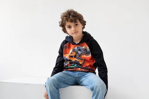 Vista 2 de Monster Jam Maximum Destruction El Toro Loco Grave Digger - Sudadera con capucha de forro polar para niños pequeños y grandes