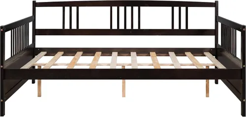 Vista 4 de Harper & Bright Designs Sofá cama de madera tamaño matrimonial, sofá cama tamaño matrimonial con soporte de listones de madera, sofá cama