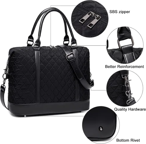 Vista 40 de BLUBOON Bolsas de viaje con cremallera, bolsa de lona para mujer, bolsa de fin de semana para mujer, bolsa de lona para llevar en la bolsa de lona