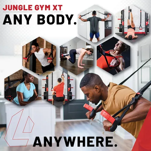Vista 11 de Lifeline Jungle Gym XT - Sistema de entrenamiento de suspensión de peso corporal - Anclaje dividido patentado, entrenamiento de cuerpo completo, kit