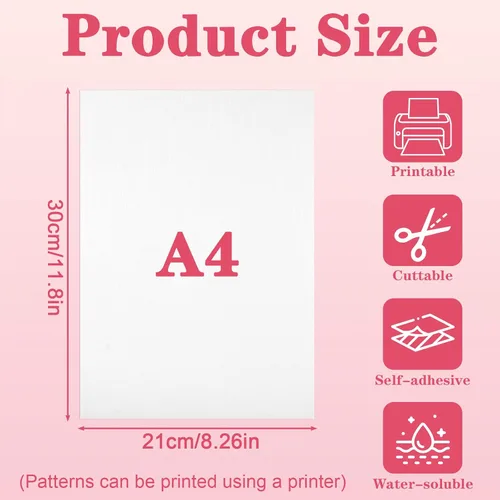 Vista 2 de NEBURORA Estabilizador soluble en agua imprimible para bordar, 5 piezas de 8.2 x 11.6 pulgadas, papel de bordado adhesivo para lavado, respaldo