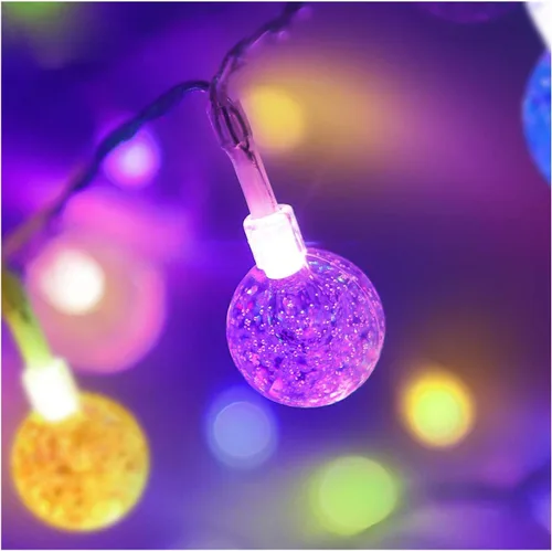 Vista 7 de Cadena de luces de globo a pilas, resistente al agua, 80 luces LED de 33 ft de 8 modos con control remoto, luces LED para interiores y exteriores