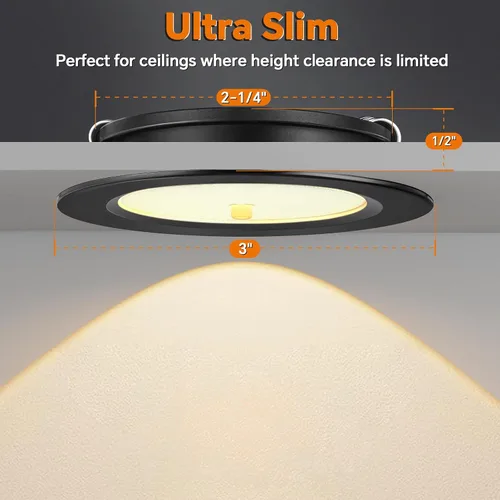 Vista 3 de Luces LED de 3 pulgadas de 12 V con interruptor integrado interior bicolor rojo de 12 voltios, luz de disco LED de aluminio completo regulable
