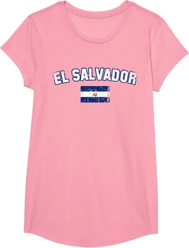 Vista 64 de EL SALVADOR Bandera Vintage Hombres Mujeres Niños Camiseta EL SALVADOR