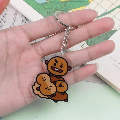 Vista 6 de Bangtan - Carteras de piel sintética con cremallera y llavero Chimmy Cooky TATA Koya RJ de dibujos animados para niñas, Moneda shooky