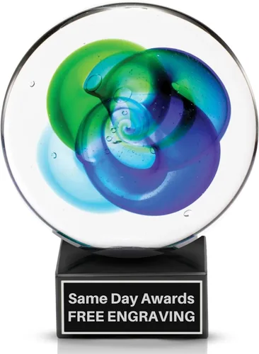 Vista 16 de Premio de Vidrio Artístico Soplado a Mano – Premio Elegante con Grabado Personalizado para Corporativo, Deportes, Jubilación, Reconocimiento