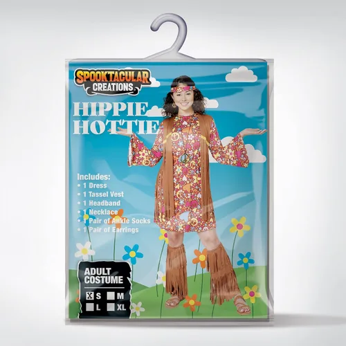 Vista 5 de Spooktacular Creations Disfraz hippie para mujer, trajes de Halloween de los años 70 para mujer, vestidos hippie para adultos para fiesta