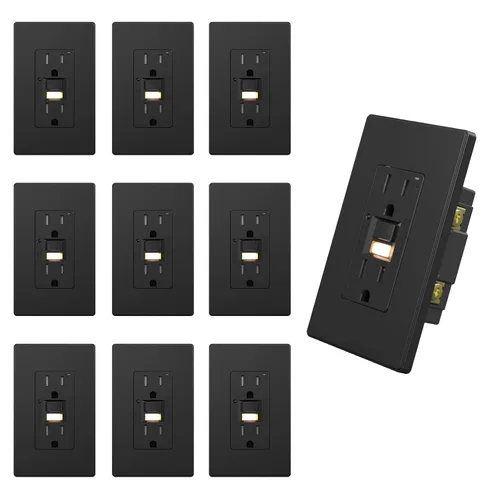 Vista 11 de AIDA - Salida GFCI de 15 amperios, enchufe eléctrico con luz nocturna de autoprueba, receptáculo resistente a manipulaciones con indicador LED