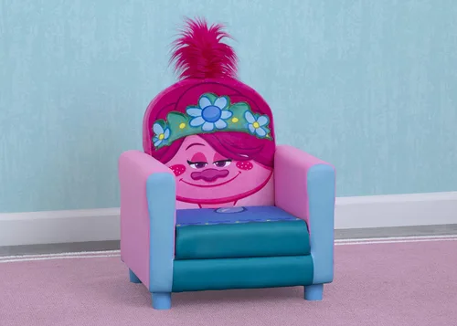 Vista 2 de Delta Children Silla tapizada figurada para niños, Trolls World Tour Poppy