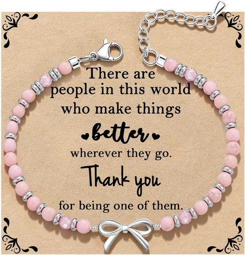 Vista 15 de Pulsera de onda/lazo/cruz para mujer, coloridas pulseras de cuentas de piedra natural, regalo único de amistad para mejor amiga, hermana, mejor