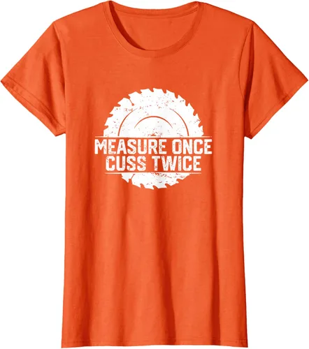 Vista 36 de Measure Once Cuss Twice, divertida camiseta de regalo para carpintería, Negro, S