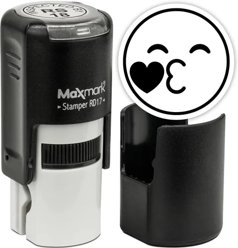 Vista 29 de MaxMark Sello de Emoji Autoentintado Redondo - Enojada - Tinta Negra