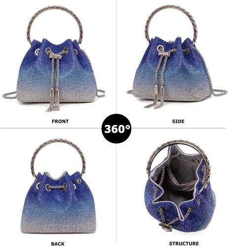 Vista 3 de Sweetovo Bolso de mano brillante con diamantes de imitación para mujer, bolso cruzado para noche, boda, fiesta, baile de graduación
