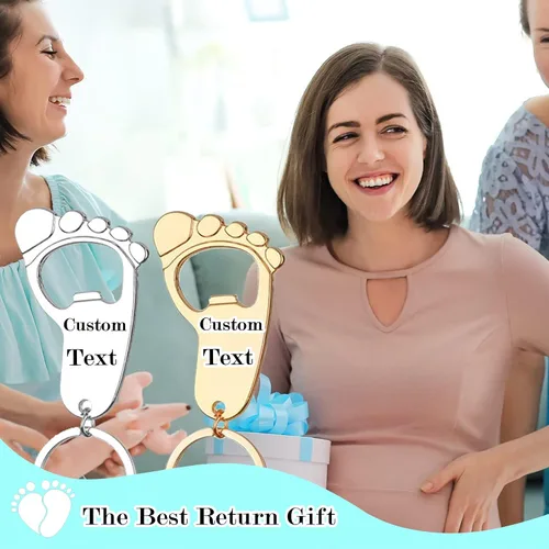Vista 7 de 50 piezas personalizadas para baby shower, abrebotellas, llaveros de huellas, recuerdos de baby shower, regalos de devolución para invitados, vienen