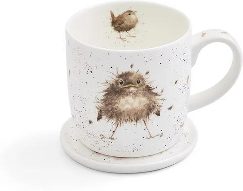 Vista 2 de Royal Worcester Wrendale Designs Flying the Nest - Juego de taza y posavasos Taza de café de 11 onzas con posavasos Hecho de porcelana fina