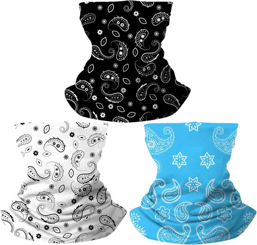 Vista 6 de CORIRESHA 3 piezas de polaina de cuello de cachemira pasamontañas bandana protección contra el polvo y el sol máscara facial para hombres y mujeres