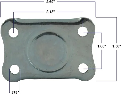 Vista 3 de Rueda de rodaja de goma resistente con placa superior rígida no giratoria - 2 pulgadas - capacidad de carga de 125 libras