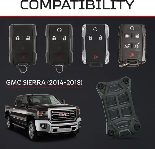 Vista 2 de AJT DESIGN Funda de Repuesto para Llavero Compatible con 2014-2018 Chevrolet Silverado, GMC Sierra 2013+ Chevy Colorado, GMC Canyon 2012+ Verde