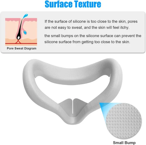 Vista 5 de LEABBY VR Silicone Face Cover Compatible with Oculus Quest 2Light-Thin VR Face PadsWaterproof Anti-Dirty Replacement Facial Cushion VR Pads