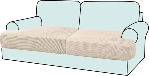 Vista 33 de Funda elástica para sillón con cojín en forma de T, funda de cojín individual para cojín de silla en forma de T, protector de tela jacquard gruesa