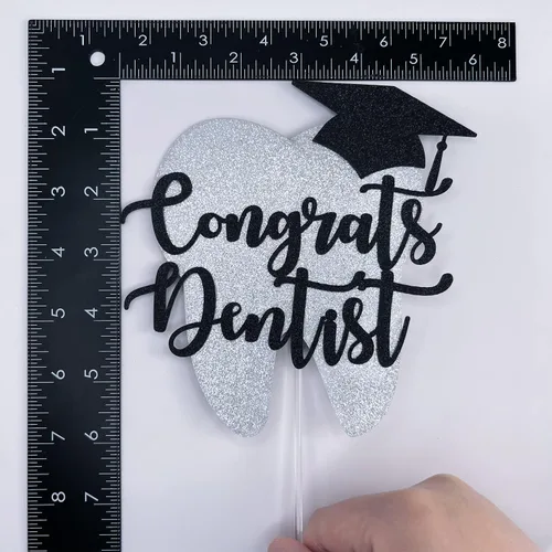 Vista 2 de Decoración para tartas de felicitaciones para dentistas, decoración para tartas de graduación de dentistas, decoración de graduación