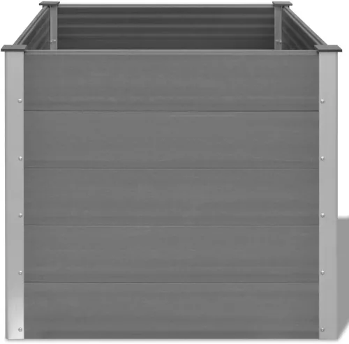 Vista 5 de WPC - Cama elevada para jardín de 39.4 x 39.4 x 35.8 pulgadas, color gris, maceta elevada para jardín de hierbas y flores