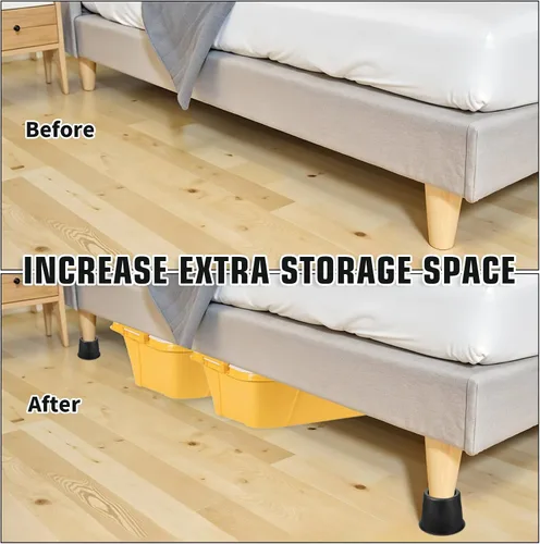 Vista 4 de Paquete de 9 elevadores de muebles de 4 pulgadas, elevadores de cama de 4 pulgadas, resistentes con almohadillas antideslizantes, soporta 1500