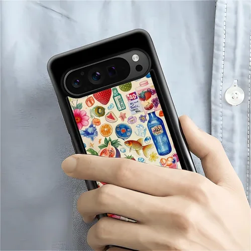 Vista 1761 de Compatible con Google Pixel 4A 5G Mobile Case Creative Acrylic Panel trasero Silicona Protección Grip especialmente diseñado para Google Pixel 4A 5G