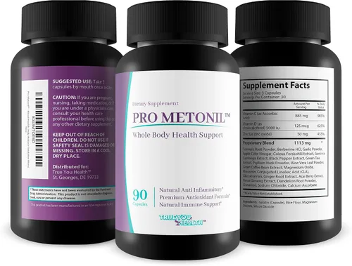 Vista 4 de Pro Metonil - Suplemento para la salud de la sangre - Potente fórmula de salud para todo el cuerpo - Contiene berberina, canela y zinc - Apoyo