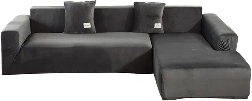 Vista 16 de Fundas de sofá modulares en forma de L, 2 fundas elásticas antideslizantes para sofá de 3 + 3 plazas, funda de sofá con fundas de almohada