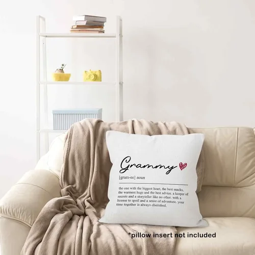 Vista 5 de Funda de almohada con definición de Grammy de 18 x 18 pulgadas, funda de almohada de cumpleaños para abuela, decoración cuadrada para el hogar