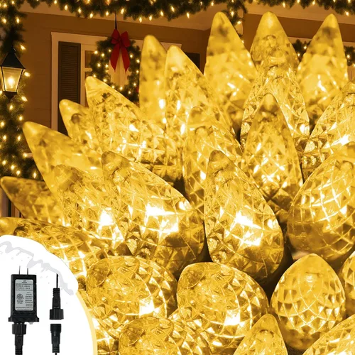 Vista 13 de Luces de cadena navideñas LED C6 conectables mejoradas de 250 LED multicolor, 82 pies, impermeables, luces centelleantes navideñas para exteriores