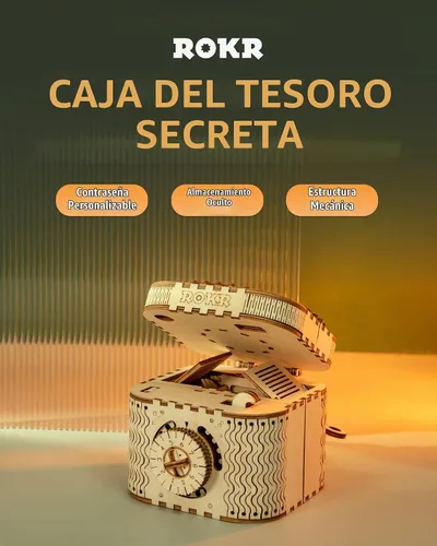 Vista 2 de ROKR Rompecabezas de madera de montaje 3D, kit de manualidades, divertido y creativo, caja de tesoros, rompecabezas de cerebro, kits de construcción